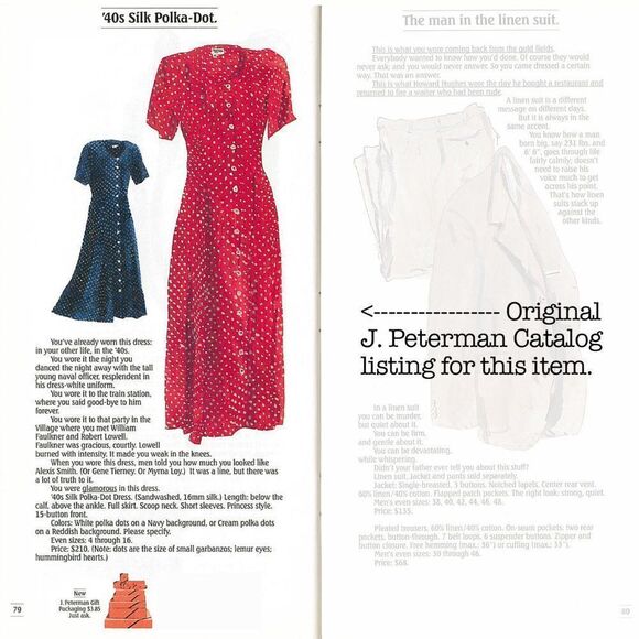 RARE Vintage J. Peterman Company '40s Style Silk Polka-Dot Dress - Picture 16 of 16